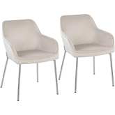 Daniella Dining Chair in Cream Velvet & Chrome Steel (Set of 2)
